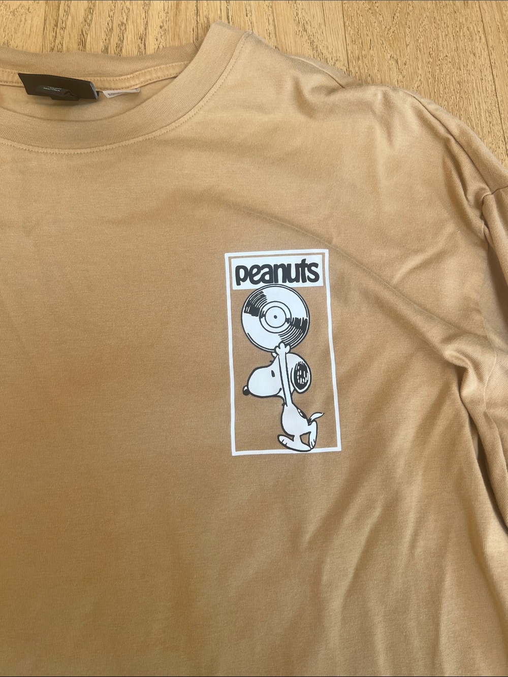 Peanuts Records Tan Long-Sleeve Tee with White Sleeve Logo - Picture 2 of 4